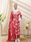 Red Floral Elegance Suit Set