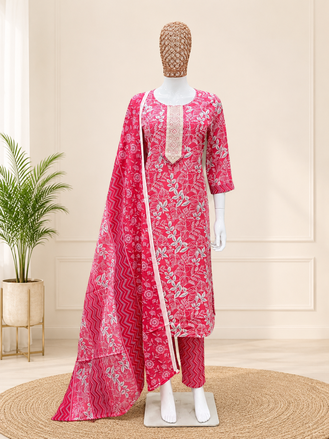 Rosy Bloom Straight Cut 3-Piece Set