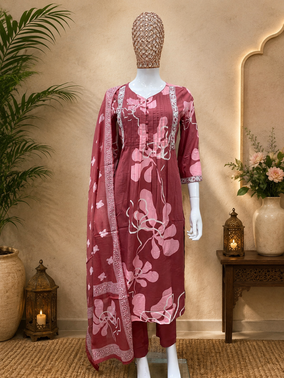 Rose Pink Straight Cut 3-Piece Suit Set